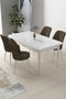 Hanah Home Juego de mesa y sillas de comedor de 5 piezas Blanco y Marrón